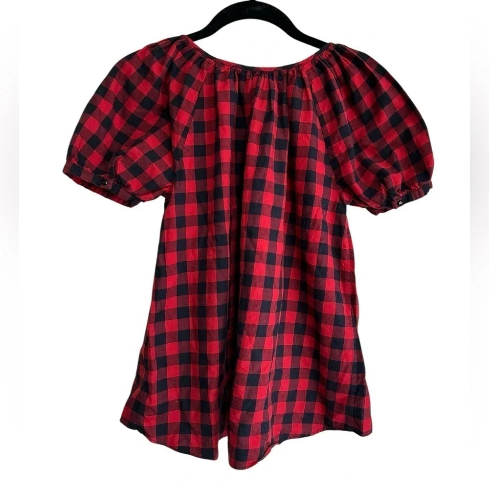 Polo Ralph Lauren Winter Peasant Top Blouse Size 12 Black Red Gingham
